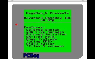 GameBoy demo (PCBoy screenshot)