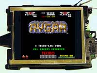 Sharp 6.4" LCD showing Rygar title screen (photo)